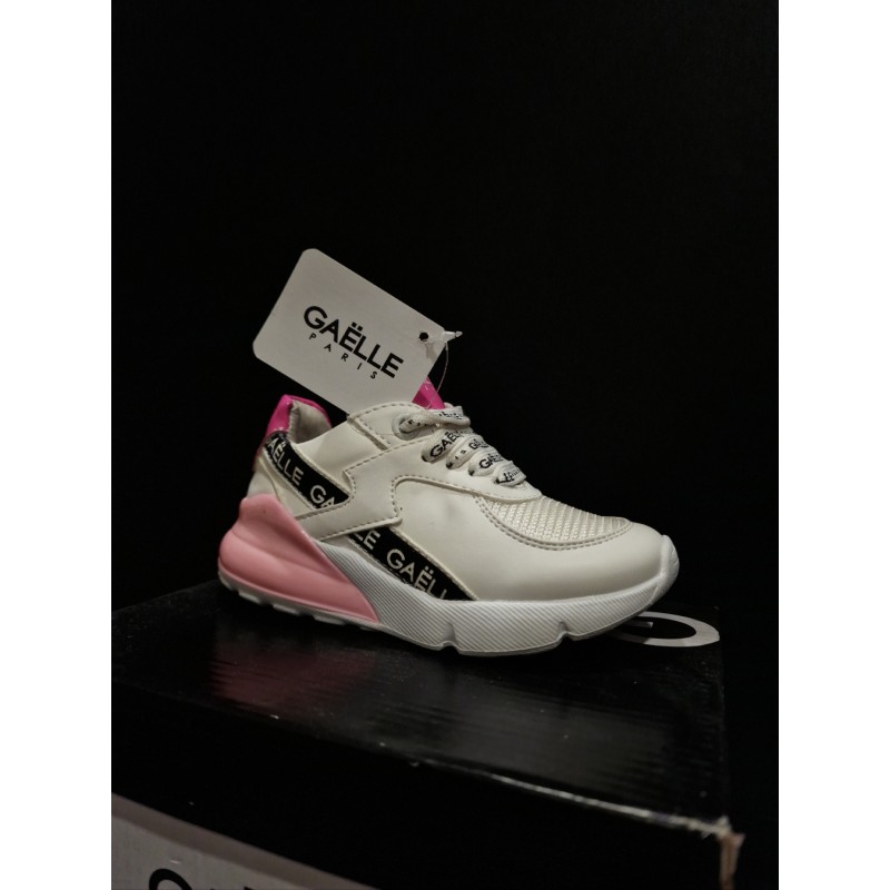 GAËLLE PARIS Sneaker Bianca con retro Rosa e lacci